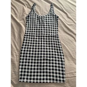 Black & white plaid bodycon dress